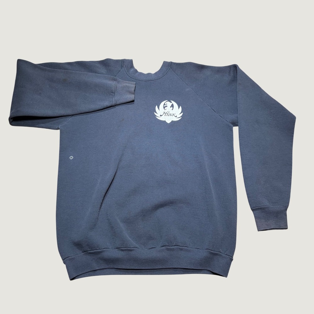 Vintage Fruit of the Loom Hank's Whiskey Sweatshirt XL Made in USA Navy Blue